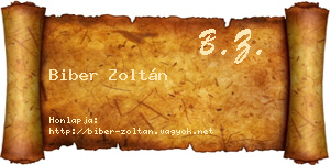 Biber Zoltán névjegykártya